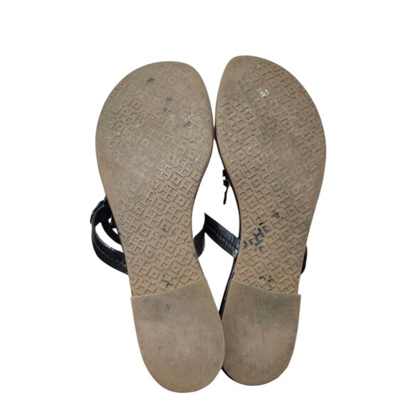 Tory Burch Black Leather Thong Sandals Women’s US 9 Designer Summer Flats - Picture 7 of 10